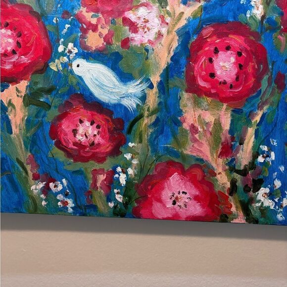 Anthropologie” I am better in Poppies Garden” Oil Painting on canvas By Vadal - Picture 4 of 9